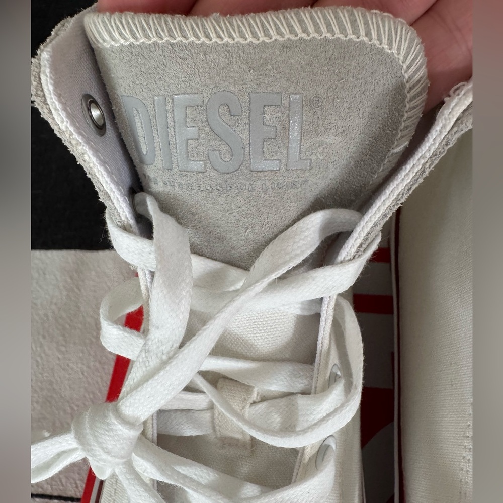 Diesel Men's White Hightop Sneakers size 12 - Picture 4 of 9